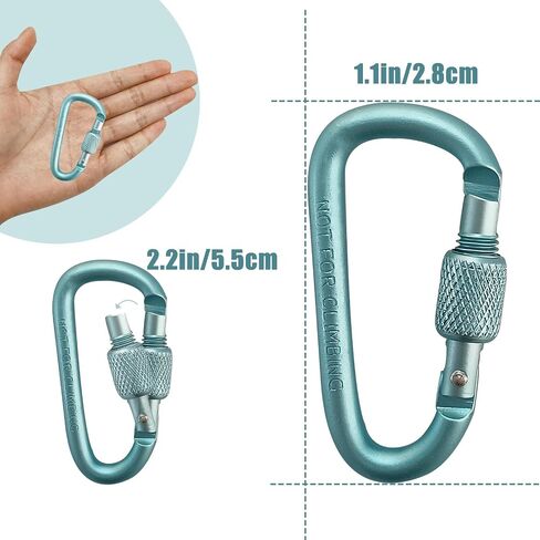 YUCHIYA 8 Pack D-Shape Carabiner Clasp with Screw Gate, 2.2 Inch Mini Keychain Clip Key Chain Buckle, Aluminum Alloy Keyrings Hook for Outdoor Hiking not for Climbing in Saudi Arabia
