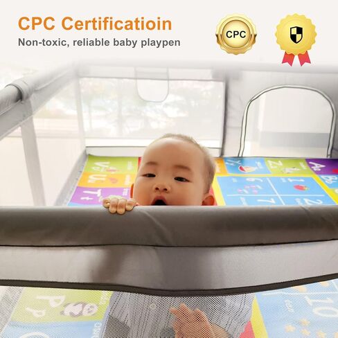 Global V-Bien Baby Playpen, 79" X 71" Extra Large Baby Play Yards with Mat, Safety Play Pens for Babies and Toddlers, Indoor&Outdoor Baby Girl Fence Play Pin Area with Zipper Gate/Visible Mesh in Saudi Arabia