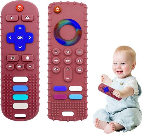 2-Pack Baby Teething Toys-TV Remote Control Shape Silicone Infants Teething Toys for Babies 0-18 Months,BPA-Free (2packs-Black) in Saudi Arabia