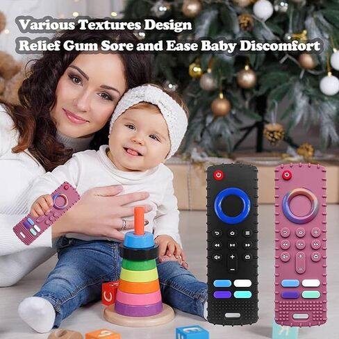 2-Pack Baby Teething Toys-TV Remote Control Shape Silicone Infants Teething Toys for Babies 0-18 Months,BPA-Free (2packs-Black) in Saudi Arabia