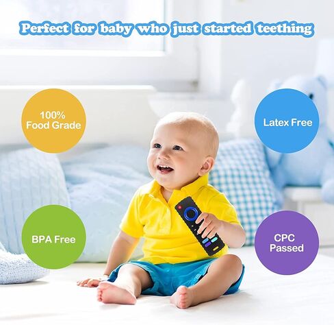 2-Pack Baby Teething Toys-TV Remote Control Shape Silicone Infants Teething Toys for Babies 0-18 Months,BPA-Free (2packs-Black) in Saudi Arabia