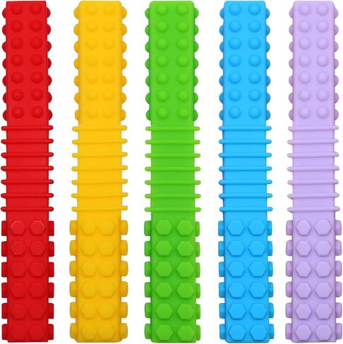 Sensory Chewy Toys for Autistic Children, 5 Pack Silicone Chew Tube Teething Sticks Toys for Autism, ADHD, SPD, Chewies with Special Needs, Oral Motor Chewy Tool for Sensory Kids Chewer (Colorful B) in Saudi Arabia