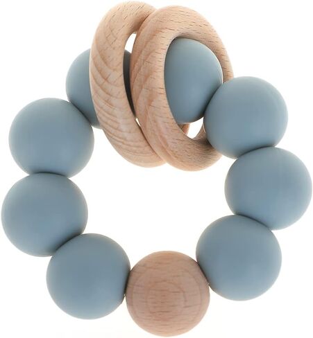 Silicone Baby Teether, Food Grade Silicone & Beech Baby Teething Toy, BPA Free (Olive) in Kuwait