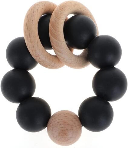 Silicone Baby Teether, Food Grade Silicone & Beech Baby Teething Toy, BPA Free (Olive) in Kuwait