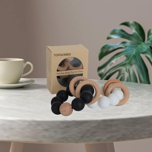 Silicone Baby Teether, Food Grade Silicone & Beech Baby Teething Toy, BPA Free (Olive) in Kuwait