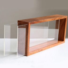 إطار صورة ظل، صندوق تخزين زجاجي شبكي خشبي مزدوج الجوانب عالي الوضوح، صندوق عرض DIY، مناسب للزهور المجففة والعينات والحرف اليدوية وهدايا الأطفال والصور (بني الجوز) in Kuwait