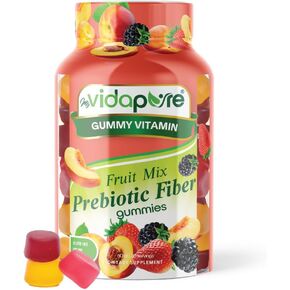 MYVIDAPURE Fruit Mix Prebiotic Fiber Gummies – Natural Strawberry, Peaches & BlackBerry Flavor – Gelatin-Free – Non-GMO (60 Gummies) in Saudi Arabia