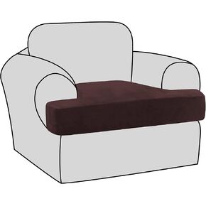 H.VERSAILTEX غطاء وسادة مخملي مطاطي مكون من قطعتين على شكل حرف T غطاء وسادة منفصل على شكل حرف T غطاء وسادة مقعد من القطيفة لأغطية وسائد الأريكة والأريكة وأغطية الأثاث مع قاع مرن، عاجي in Kuwait