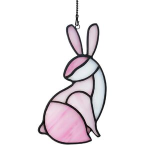 boxcasa أرنب الزينة staiend نافذة زجاجية معلقة، هدايا الأرنب الزجاج الملون suncatcher لنافذة الأرنب لوازم حفلة عيد ميلاد، هدايا أرنب للفتيات عشاق الأرنب النساء in Kuwait