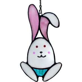 boxcasa أرنب الزينة staiend نافذة زجاجية معلقة، هدايا الأرنب الزجاج الملون suncatcher لنافذة الأرنب لوازم حفلة عيد ميلاد، هدايا أرنب للفتيات عشاق الأرنب النساء in Kuwait