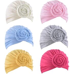 6 Pieces Baby Turban Hats Cotton Infant Knot Beanie Turbans for Newborn Girls Boys Soft Head Wrap Toddler Kids Cap in Saudi Arabia