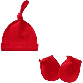 Newborn Hat and Mittens Soft Newborn Hats for Girls and Boys Set Cute Baby Girl Caps 0-6 Months in Saudi Arabia