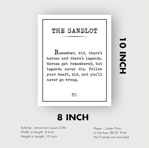 Remember Kid - Motivational Wall Art, The Sandlot Book Page Print Motivational Wall Decor Print Is Perfect Room Decor For Boys, Mens Office Decor, or Man Cave Decor. Fun Sign! Unframed-8 x 10" in Saudi Arabia