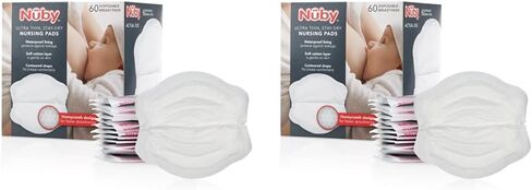 Nuby Stay-Dry Disposable 60 Piece Breast Pads, Honeycomb, Ultra-Thin in Kuwait