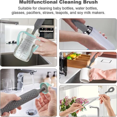 Electric Bottle Brush, 4 Piece Bottle Brush Set with Baby Bottle Brush Cleaner, Nipple Brush, Pacifier Cleaner, Straw Cleaner Brush, Gifts for Newborns and Mothers, Blue in Kuwait