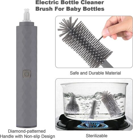 Electric Bottle Brush, 4 Piece Bottle Brush Set with Baby Bottle Brush Cleaner, Nipple Brush, Pacifier Cleaner, Straw Cleaner Brush, Gifts for Newborns and Mothers, Blue in Kuwait