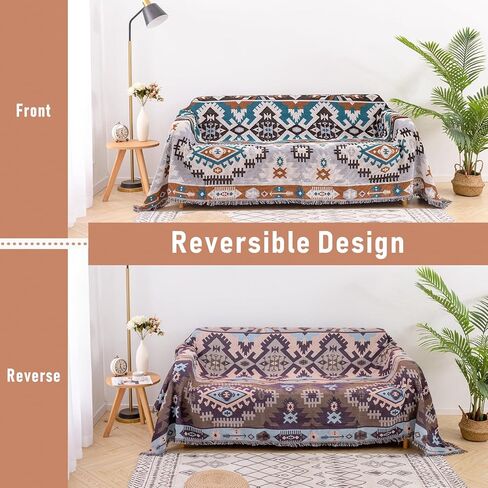 Homcosan أريكة الأغلفة غطاء منشفة غطاء القطن متماسكة هندسية غطاء الأريكة لمدة 4 مقاعد وسادة الأريكة الأثاث حامي الحيوانات الأليفة رميات أنيقة للأريكة المقطعية (أبيض، أريكة 4 مقاعد) in Kuwait