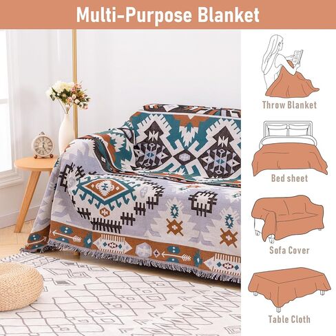 Homcosan أريكة الأغلفة غطاء منشفة غطاء القطن متماسكة هندسية غطاء الأريكة لمدة 4 مقاعد وسادة الأريكة الأثاث حامي الحيوانات الأليفة رميات أنيقة للأريكة المقطعية (أبيض، أريكة 4 مقاعد) in Kuwait