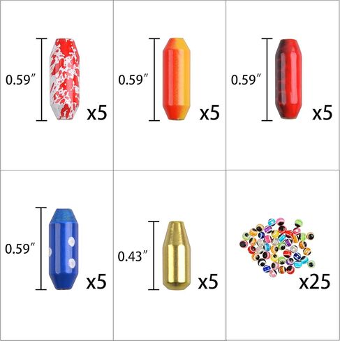 Fishing Spinner Lure Bodies Fishing Sinker Weights Brass Spinner Lure Body Inline Spinners Bodies with Fishing Beads Bullet Spinner Bodies for Taxes Rigs Carolina Rigs Making Kit 50/60pcs in Saudi Arabia