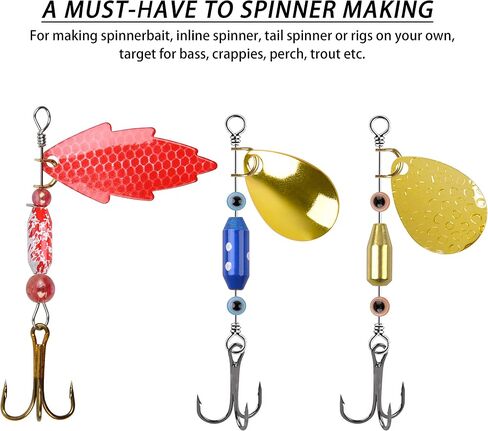 Fishing Spinner Lure Bodies Fishing Sinker Weights Brass Spinner Lure Body Inline Spinners Bodies with Fishing Beads Bullet Spinner Bodies for Taxes Rigs Carolina Rigs Making Kit 50/60pcs in Saudi Arabia
