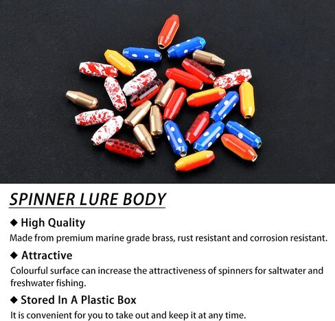 Fishing Spinner Lure Bodies Fishing Sinker Weights Brass Spinner Lure Body Inline Spinners Bodies with Fishing Beads Bullet Spinner Bodies for Taxes Rigs Carolina Rigs Making Kit 50/60pcs in Saudi Arabia