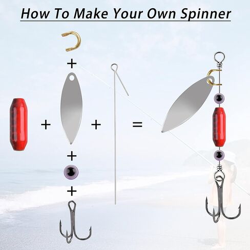 Fishing Spinner Lure Bodies Fishing Sinker Weights Brass Spinner Lure Body Inline Spinners Bodies with Fishing Beads Bullet Spinner Bodies for Taxes Rigs Carolina Rigs Making Kit 50/60pcs in Saudi Arabia