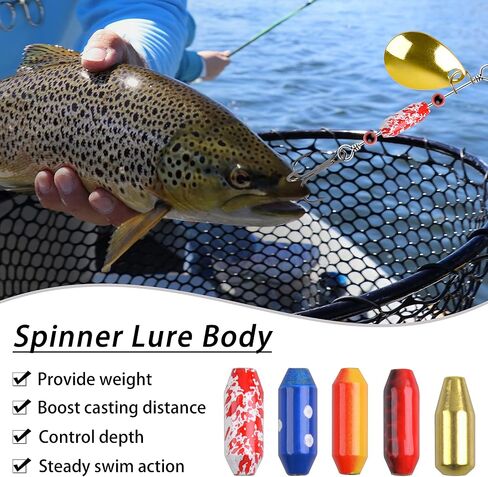 Fishing Spinner Lure Bodies Fishing Sinker Weights Brass Spinner Lure Body Inline Spinners Bodies with Fishing Beads Bullet Spinner Bodies for Taxes Rigs Carolina Rigs Making Kit 50/60pcs in Saudi Arabia