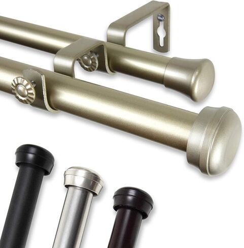 Rod Desyne Rosen 1" od-Double Set Curtain Rod, 160-240", Mahogany in Saudi Arabia