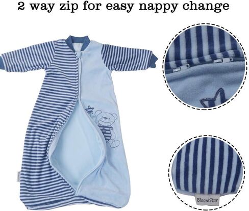 BLOOMSTAR Toddler Sleep Sack Long Sleeves (4-6T) - Tog 2.0 Warm Cotton Baby Sleeping Bag with Arms 5 Years Extra Large Kids Wearable Blanket,Velvet, 4 Seasons in Kuwait