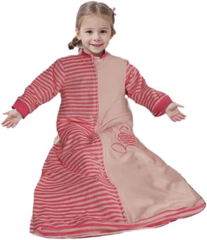 BLOOMSTAR Toddler Sleep Sack Long Sleeves (4-6T) - Tog 2.0 Warm Cotton Baby Sleeping Bag with Arms 5 Years Extra Large Kids Wearable Blanket,Velvet, 4 Seasons in Saudi Arabia