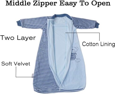 BLOOMSTAR Toddler Sleep Sack Long Sleeves (4-6T) - Tog 2.0 Warm Cotton Baby Sleeping Bag with Arms 5 Years Extra Large Kids Wearable Blanket,Velvet, 4 Seasons in Kuwait