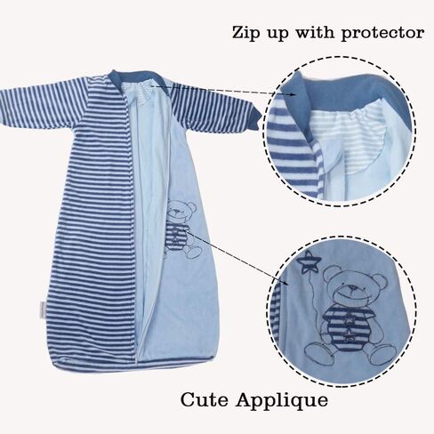 BLOOMSTAR Toddler Sleep Sack Long Sleeves (4-6T) - Tog 2.0 Warm Cotton Baby Sleeping Bag with Arms 5 Years Extra Large Kids Wearable Blanket,Velvet, 4 Seasons in Kuwait