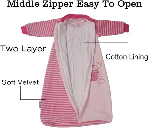 BLOOMSTAR Toddler Sleep Sack Long Sleeves (4-6T) - Tog 2.0 Warm Cotton Baby Sleeping Bag with Arms 5 Years Extra Large Kids Wearable Blanket,Velvet, 4 Seasons in Saudi Arabia