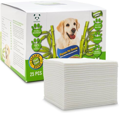 PANDAKLEEN Bamboo Pet Towel 10 PCS - Reusable Bamboo Paper Towels for Dogs, Cats and Other Pets are Machine Washable Up to 5 Times | Disposable Pet Wipes for Drying and Cleaning Dirty Pets in Saudi Arabia