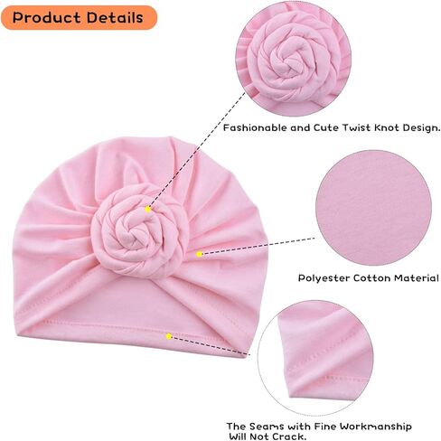 6 Pieces Baby Turban Hats Cotton Infant Knot Beanie Turbans for Newborn Girls Boys Soft Head Wrap Toddler Kids Cap in Saudi Arabia