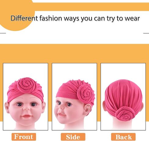 6 Pieces Baby Turban Hats Cotton Infant Knot Beanie Turbans for Newborn Girls Boys Soft Head Wrap Toddler Kids Cap in Saudi Arabia