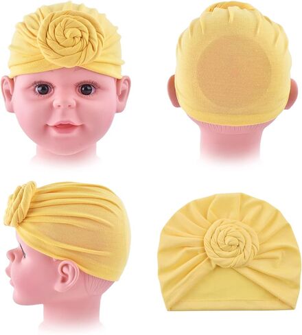 6 Pieces Baby Turban Hats Cotton Infant Knot Beanie Turbans for Newborn Girls Boys Soft Head Wrap Toddler Kids Cap in Saudi Arabia