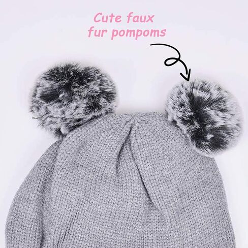 قبعة شتوية محبوكة للأطفال البنات والأولاد، وشاح للأطفال الصغار، غطاء للأذن، أوشحة، قبعات مبطنة بالصوف in Kuwait