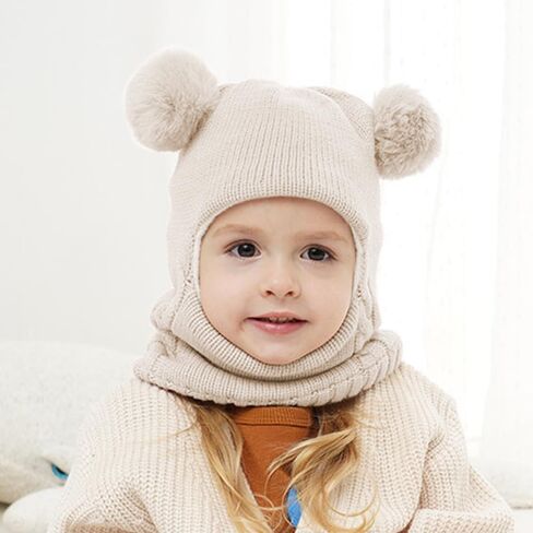 قبعة شتوية محبوكة للأطفال البنات والأولاد، وشاح للأطفال الصغار، غطاء للأذن، أوشحة، قبعات مبطنة بالصوف in Kuwait