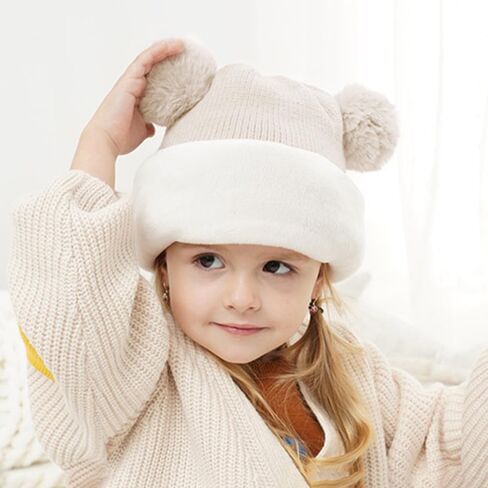 قبعة شتوية محبوكة للأطفال البنات والأولاد، وشاح للأطفال الصغار، غطاء للأذن، أوشحة، قبعات مبطنة بالصوف in Kuwait