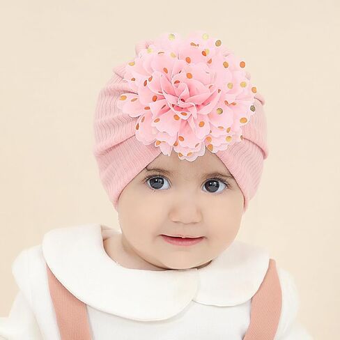 سيناسي مجموعة من 8 قطع من قبعات عمامة مستشفى الحضانة بتصميم زهور منقطة من الشيفون، قبعات صغيرة للبنات الصغيرات والرضع، ابيض وزهري ديرتي بينك وبورغندي وكاكي ومسطردة واخضر مينت in Kuwait