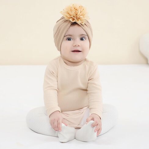 سيناسي مجموعة من 8 قطع من قبعات عمامة مستشفى الحضانة بتصميم زهور منقطة من الشيفون، قبعات صغيرة للبنات الصغيرات والرضع، ابيض وزهري ديرتي بينك وبورغندي وكاكي ومسطردة واخضر مينت in Kuwait