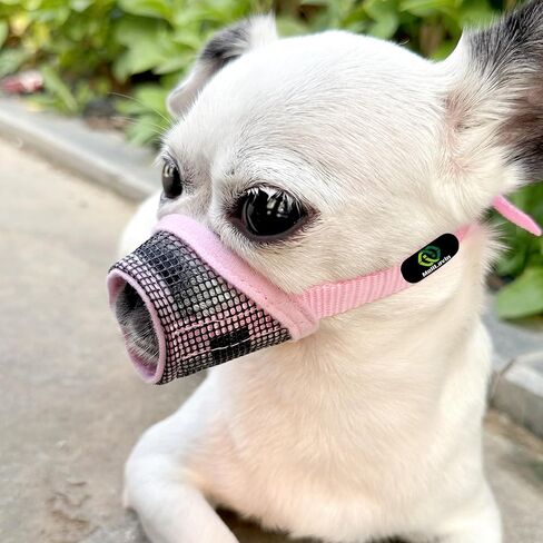 MOIILAVIN Dog Muzzle,Soft Mesh Muzzle for Barking Grooming Biting Chewing for Small Medium Breeds, Barkless Mesh Muzzle Stop Puppy Eating Poop&Rocks XXS XS S (Pink, XXS) in Kuwait
