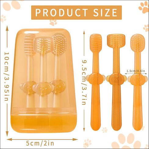 stsail 3pcs فرشاة أسنان الكلب flexibrush فرشاة أسنان الحيوانات الأليفة سيليكون فرشاة الأسنان للكلاب، فرشاة أسنان القط الكلب فرشاة الأسنان عدة مع فرشاة اللسان، جرو طقم تنظيف الأسنان للقطط الكلاب الصغيرة in Kuwait