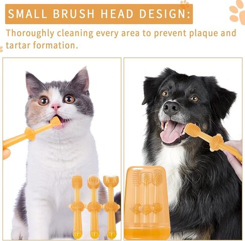 stsail 3pcs فرشاة أسنان الكلب flexibrush فرشاة أسنان الحيوانات الأليفة سيليكون فرشاة الأسنان للكلاب، فرشاة أسنان القط الكلب فرشاة الأسنان عدة مع فرشاة اللسان، جرو طقم تنظيف الأسنان للقطط الكلاب الصغيرة in Kuwait