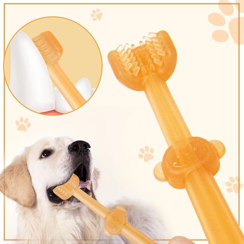 stsail 3pcs فرشاة أسنان الكلب flexibrush فرشاة أسنان الحيوانات الأليفة سيليكون فرشاة الأسنان للكلاب، فرشاة أسنان القط الكلب فرشاة الأسنان عدة مع فرشاة اللسان، جرو طقم تنظيف الأسنان للقطط الكلاب الصغيرة in Kuwait