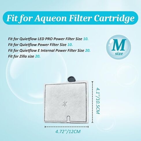 عبوة من 12 خراطيش فلتر متوسطة الحجم من LeadCon متوافقة مع فلتر الطاقة Aqueon QuietFlow LED PRO مقاس 10 وE فلتر طاقة داخلي مقاس 20 وZilla مقاس 20 in Kuwait