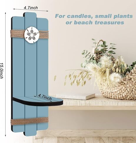 مجموعة شمعدانات شموع حائطية بدولار رملي مكونة من 2، حوامل شموع خشبية مثبتة على الحائط بطابع المحيط للحمام وغرفة المعيشة وغرفة الطعام وتزيين المكتب in Kuwait