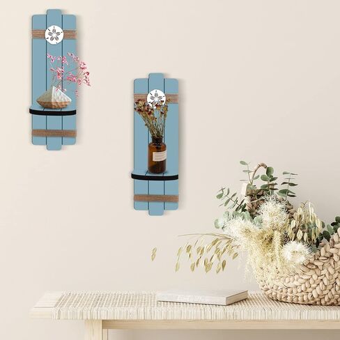 مجموعة شمعدانات شموع حائطية بدولار رملي مكونة من 2، حوامل شموع خشبية مثبتة على الحائط بطابع المحيط للحمام وغرفة المعيشة وغرفة الطعام وتزيين المكتب in Kuwait