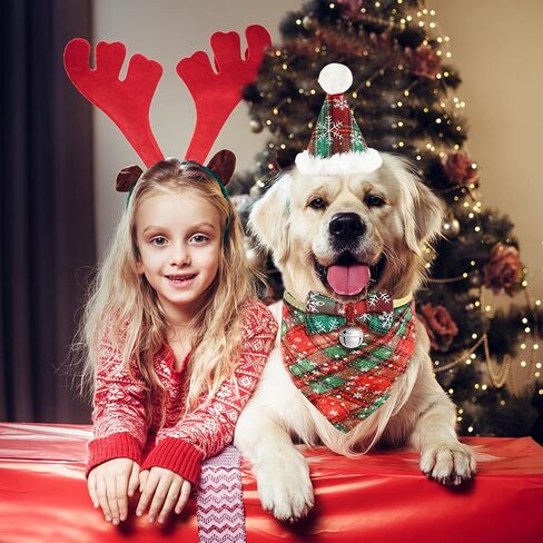3 قطع عيد الميلاد الكلب سانتا قبعة، 2023 قبعة عيد الميلاد الكلب مع باندانا وربطة عنق قابل للتعديل دائم الكلب حيوان أليف عيد الميلاد زي الزي عطلة سانتا قبعة عيد الميلاد هدية لمتوسط ​​صغير الكلب القط الحيوانات الأليفة in Kuwait